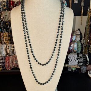 Long Black/Silver AB glass Necklacem